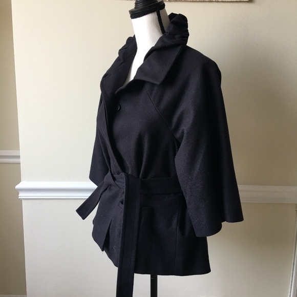 Anteprima ruffle puff neck blue navy wool jacket - Picture 2 of 8